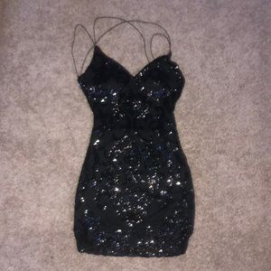 Windsor Black Sequin Tight Mini Dress